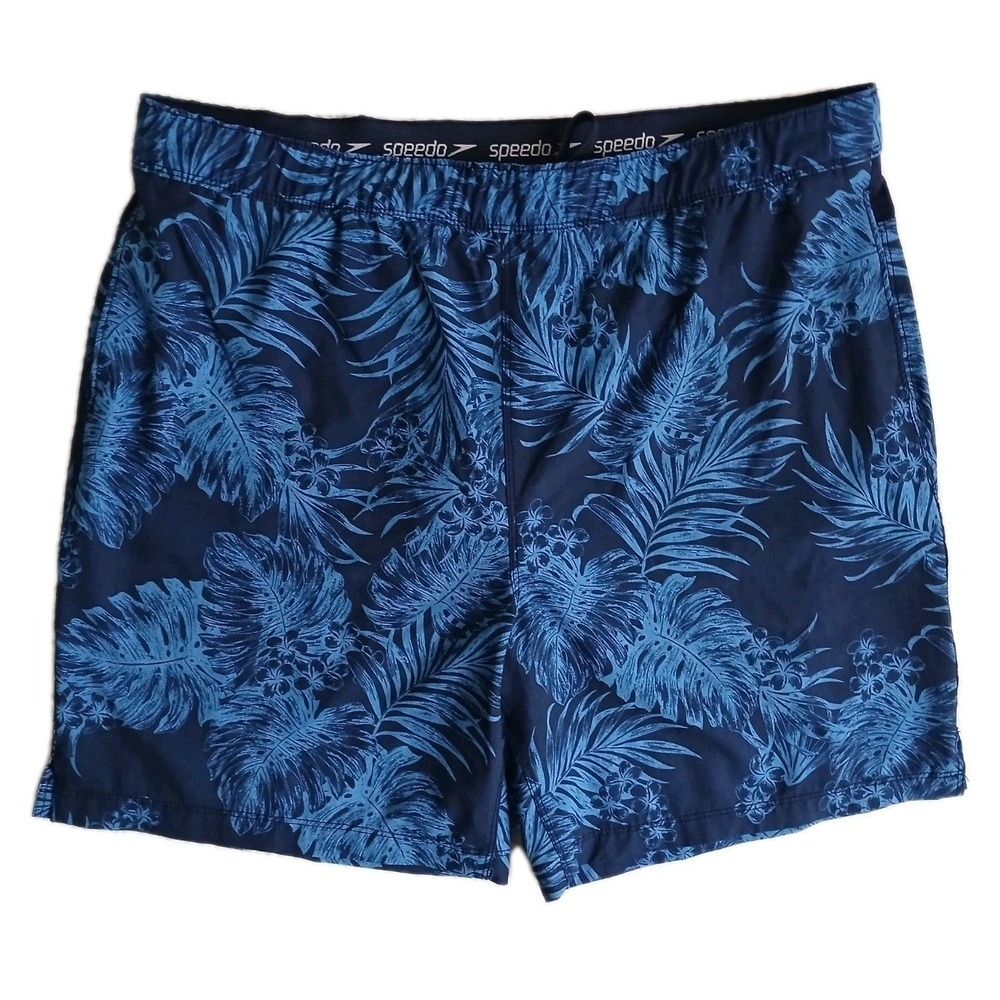 Speedo Men's Swim Trunks Shorts XXL 2XL Blue Tropical Floral Sun Beach Hawaii
